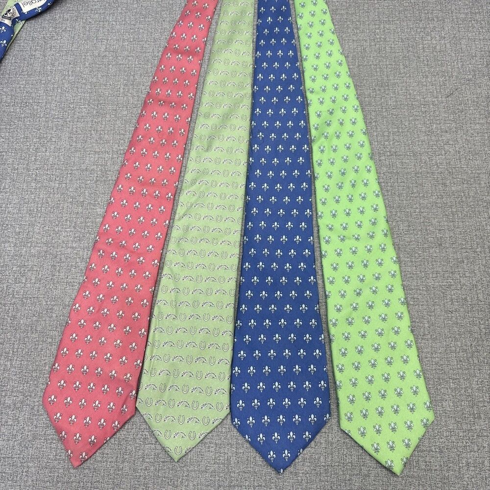Vineyard Vines For Ky Derby Neckties Red, Green, Blue Patterns Silk 3.5” Lot Of4